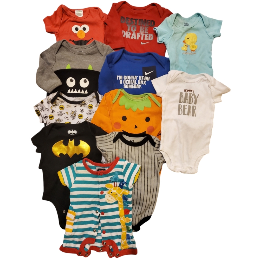 11pcs 0-3Months Baby Onesie Bundle - Multicolor